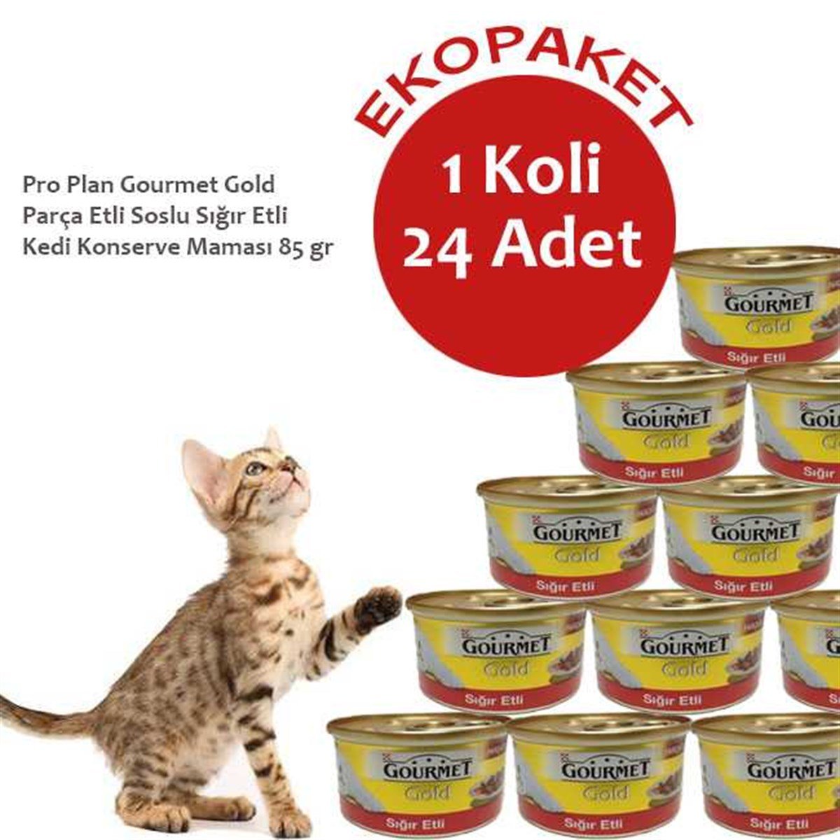 Gourmet Gold Parça Etli Soslu Sığır Etli Kedi Konservesi 24 Al 20 Öde