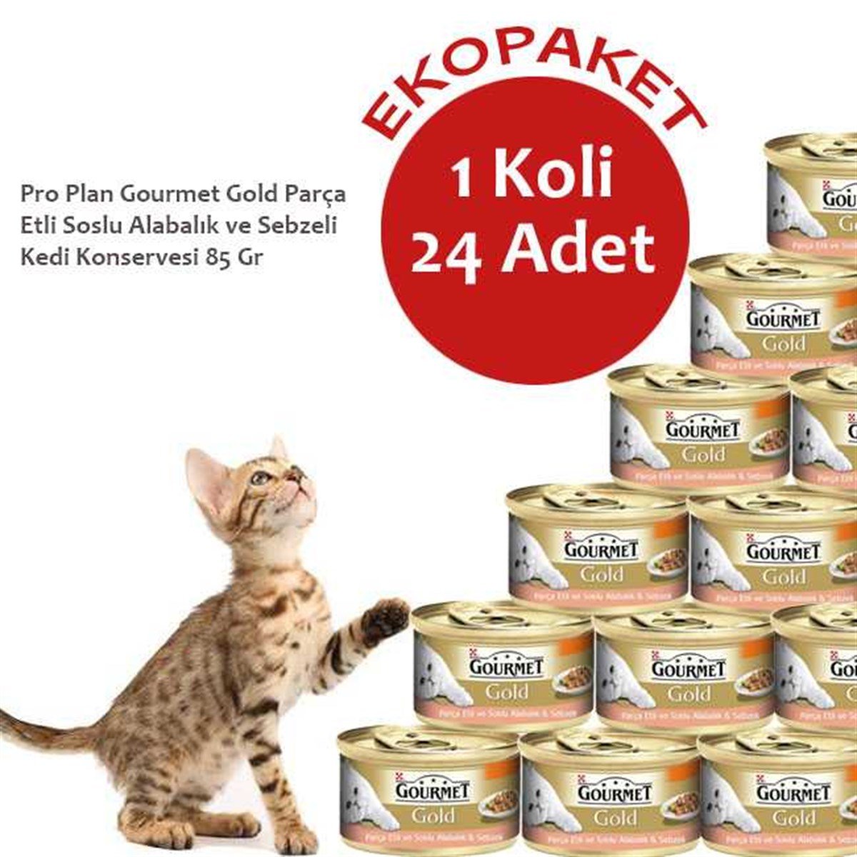 Gourmet Gold Parçalı Soslu Alabalık ve Sebzeli Kedi Maması 24Al 20Öde