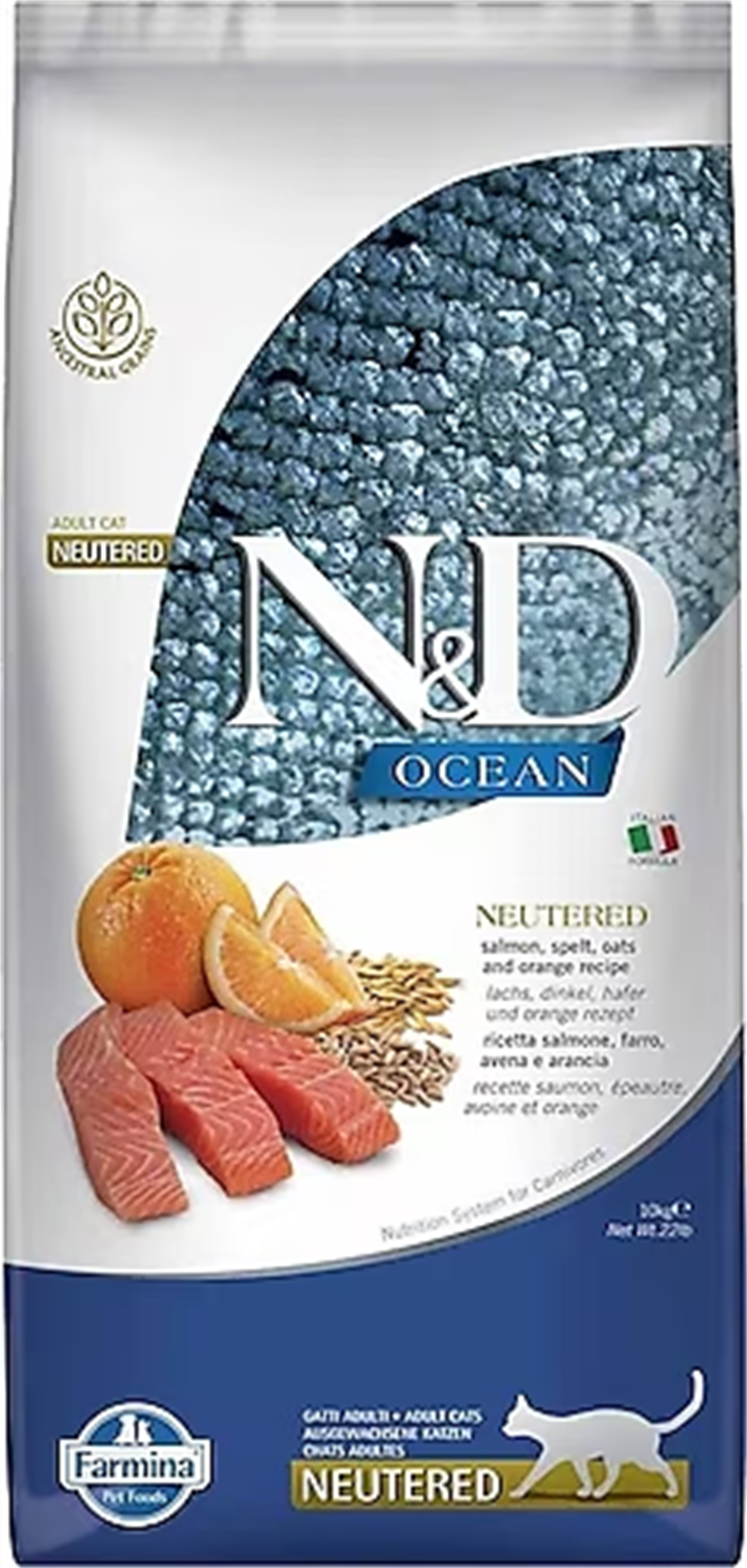 N&D Düşük Tahıllı Somonlu Kısırlaştırılmış Kedi Maması 10Kg