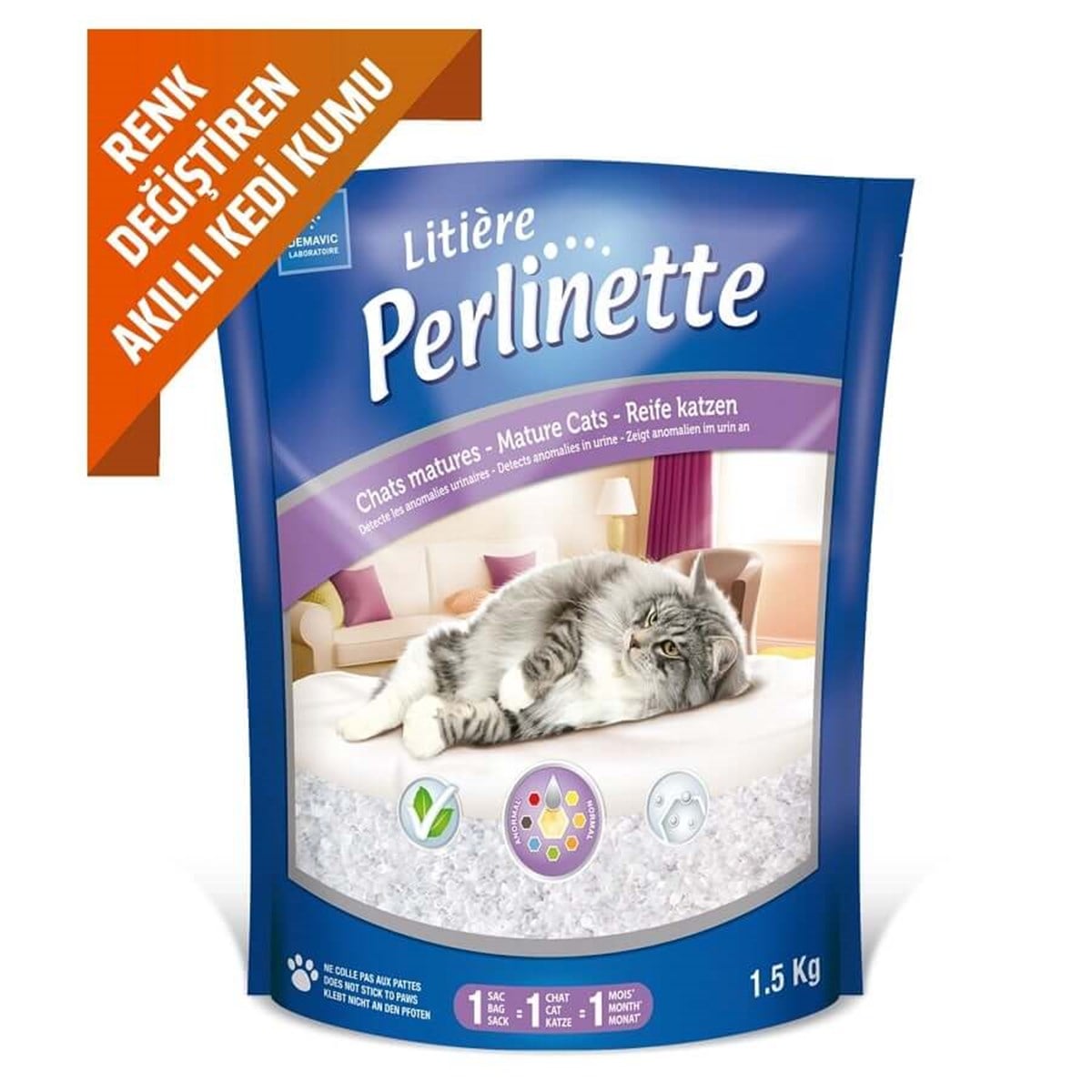 Perlinette Detect Erken Teşhis Formüllü Kristal  Kedi Kumu 1,5kg