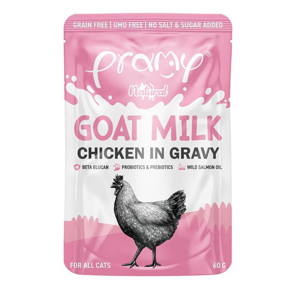Pramy Pouch Sos İiçinde Keçi Sütlü Tavuklu Kedi Maması 60gr
