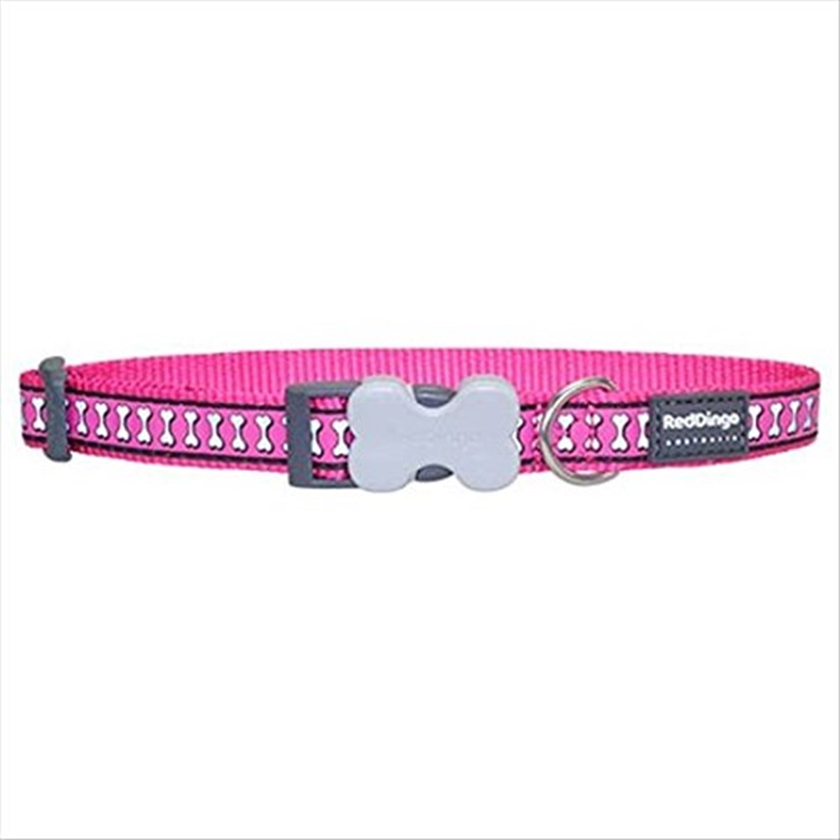 Red Dingo Fosforlu Kemik Desenli Köpek Boyun Tasması 20 mm Pembe
