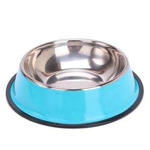 Renkli Baskılı Çelik Mama Kabı 16 CM Turkuvaz