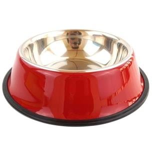 Renkli Baskılı Çelik Mama Kabı 22 CM Turuncu