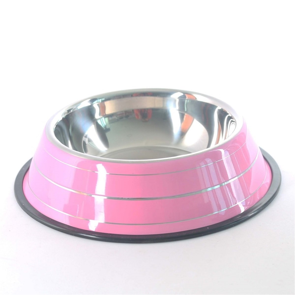 Renkli Baskılı Çelik Mama Kabı 34 Cm - 96 Oz Pembe