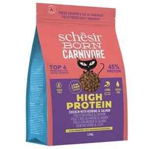 Schesir Born Carnivore Tavuklu Somonlu ve Ringa Balıklı Yetişkin Kedi Maması 1,25kg