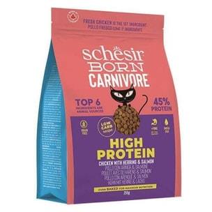 Schesir Born Carnivore Tavuklu Somonlu ve Ringa Balıklı Yetişkin Kedi Maması 255g