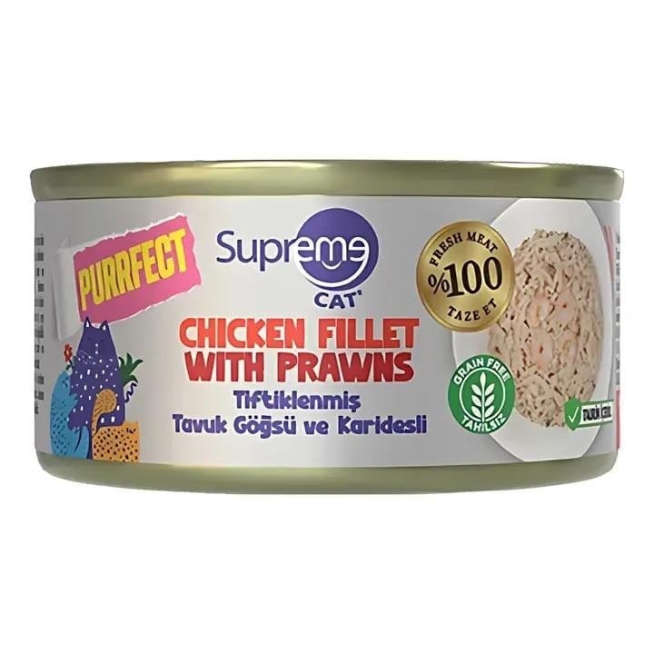 Supreme Tiftiklenmiş Tavuk Göğüs Eti ve Karidesli Kedi Maması 70 Gr
