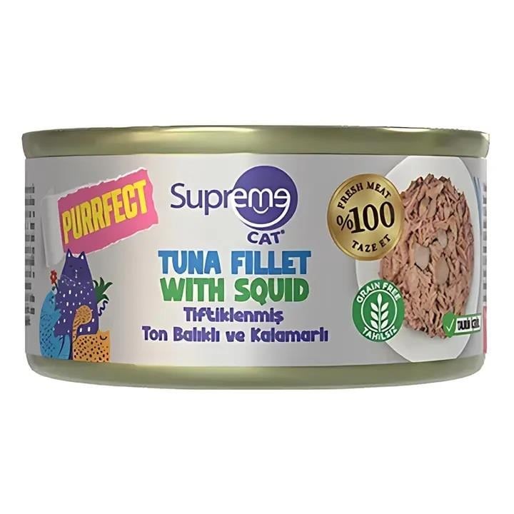 Supreme Tiftiklenmiş Ton Balıklı ve Kalamarlı Kedi Maması 70 Gr