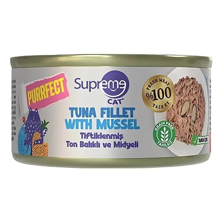 Supreme Tiftiklenmiş Ton Balıklı ve Midyeli Kedi Maması 70 Gr