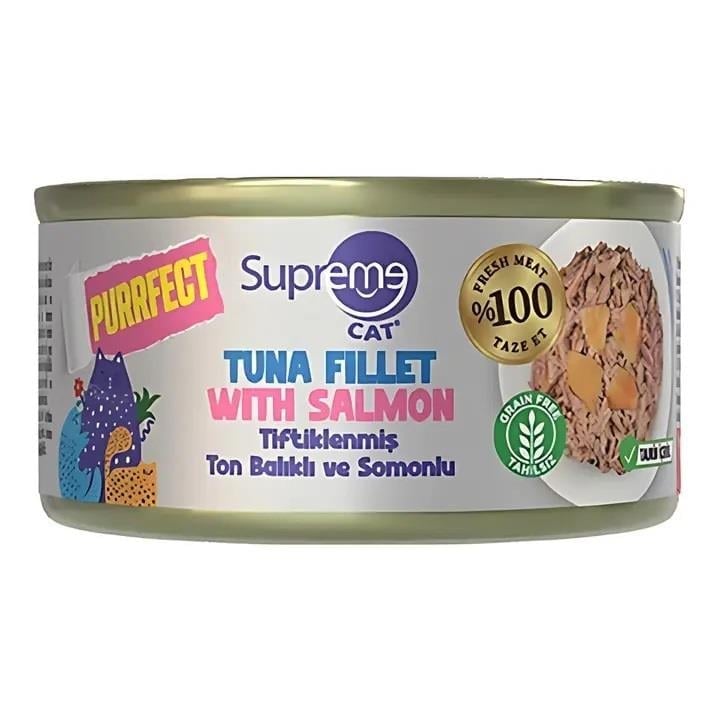 Supreme Tiftiklenmiş Ton Balıklı ve Somonlu Kedi Maması 70 Gr