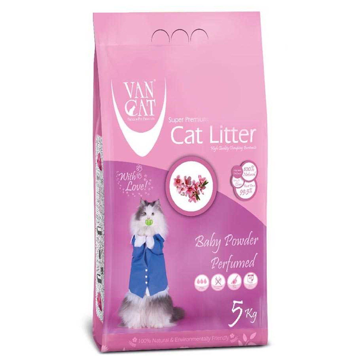 Van Cat Kokulu İnce Taneli Baby Powder Parfümlü Kedi Kumu 5 Kg