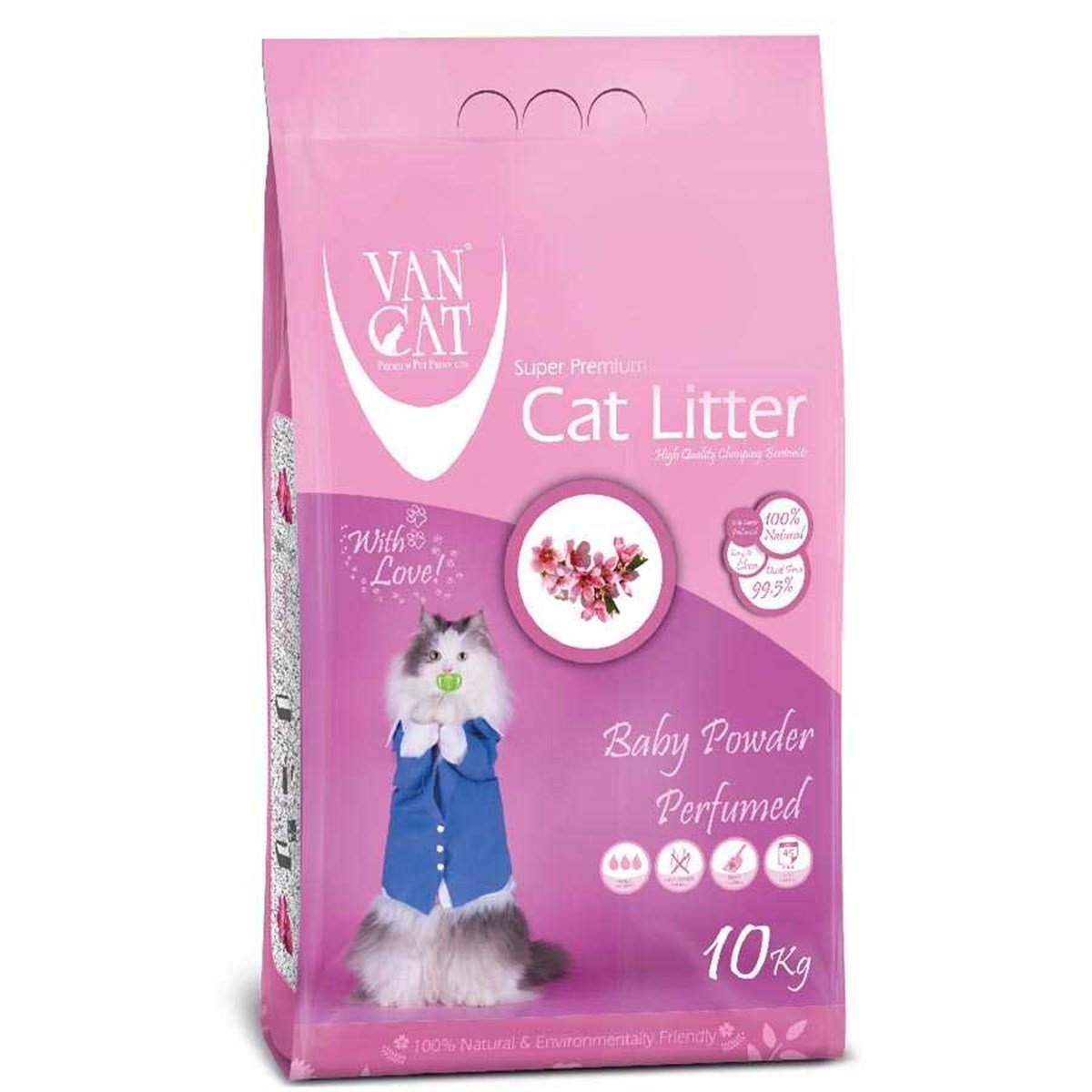 Vancat Baby Powder Pudra Kokulu Kalın Kedi Kumu 10 Kg