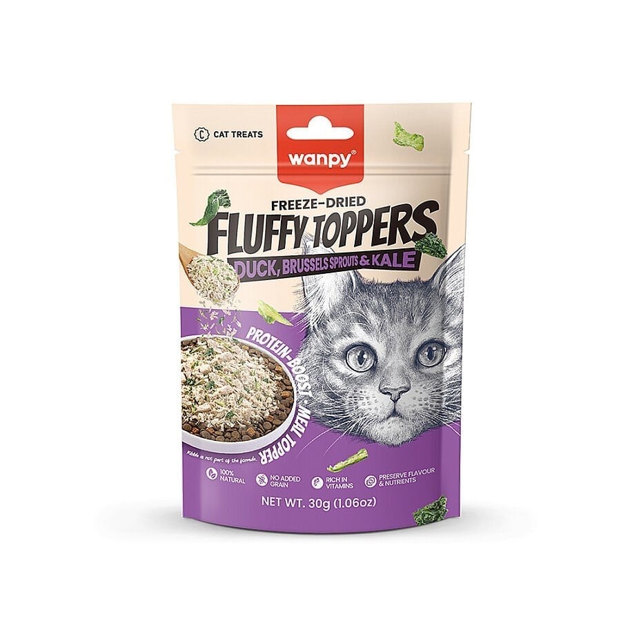 Wanpy Fluffy Toppers Ördek, Brüksel & Kara Lahanalı Kedi Ödülü 30 Gr
