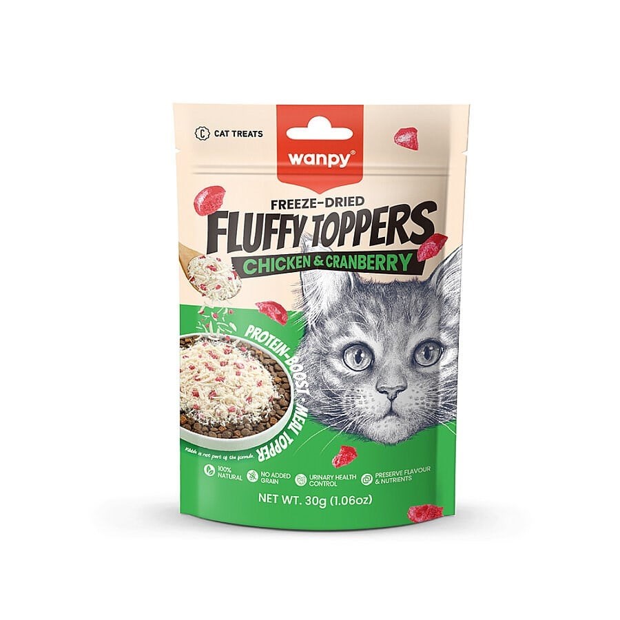 Wanpy Fluffy Toppers Tavuk & Kızılcıklı Kedi Ödülü 30 Gr