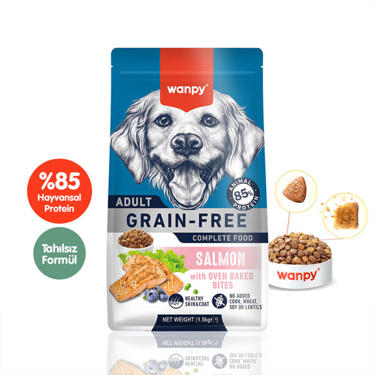Wanpy Tahılsız Somonlu Yetişkin Köpek Maması 1,5 kg