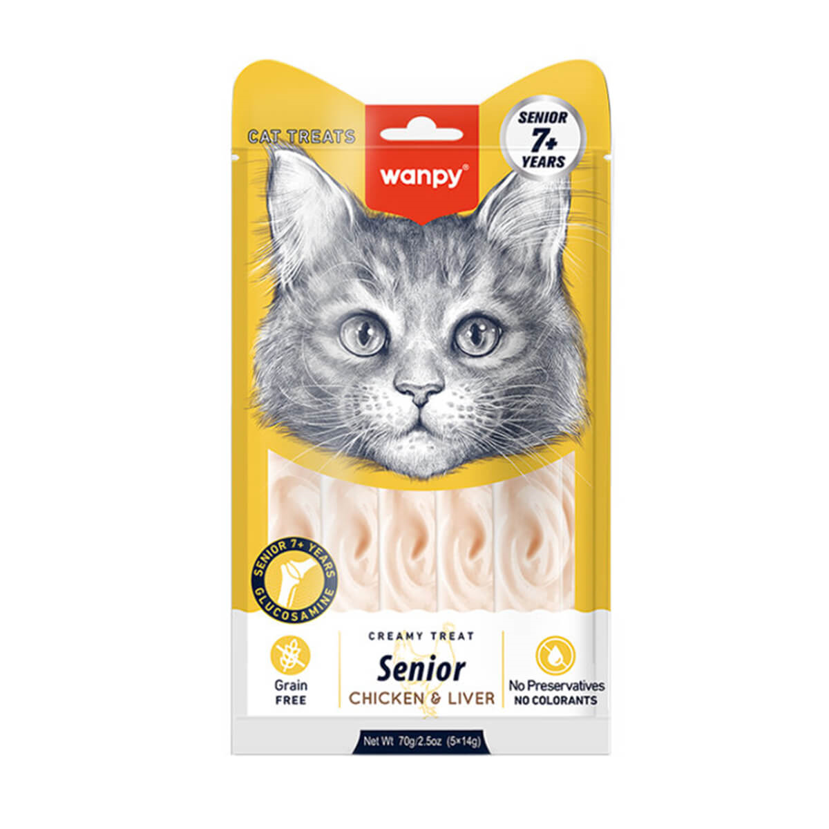 Wanpy Tavuklu & Ciğerli – 7+ Yaş Kedi Krema Ödülü 5×14 g