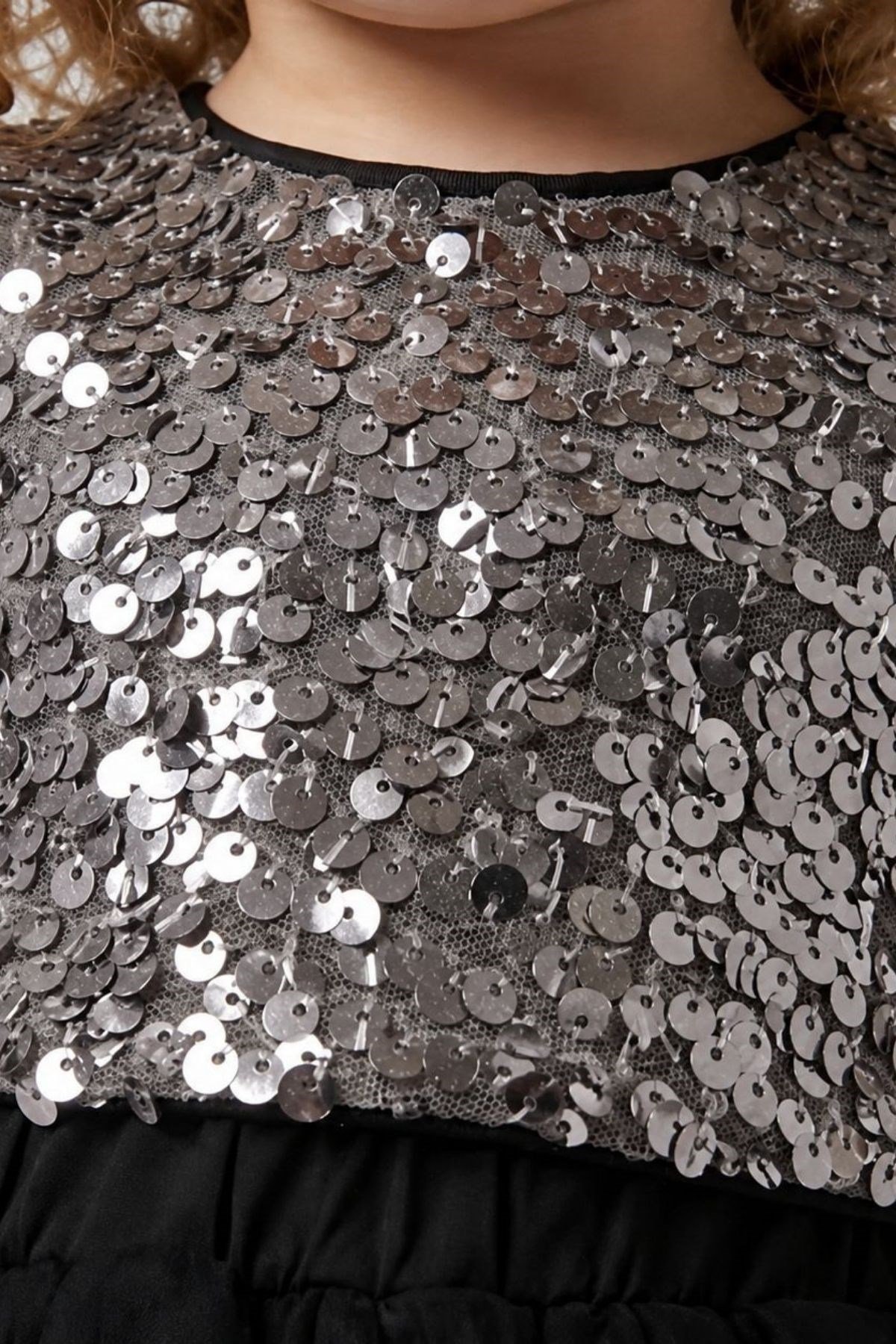  Işıltılı Payet Bluz ve Tütü Etekli Kız Çocuk Çantalı Takım