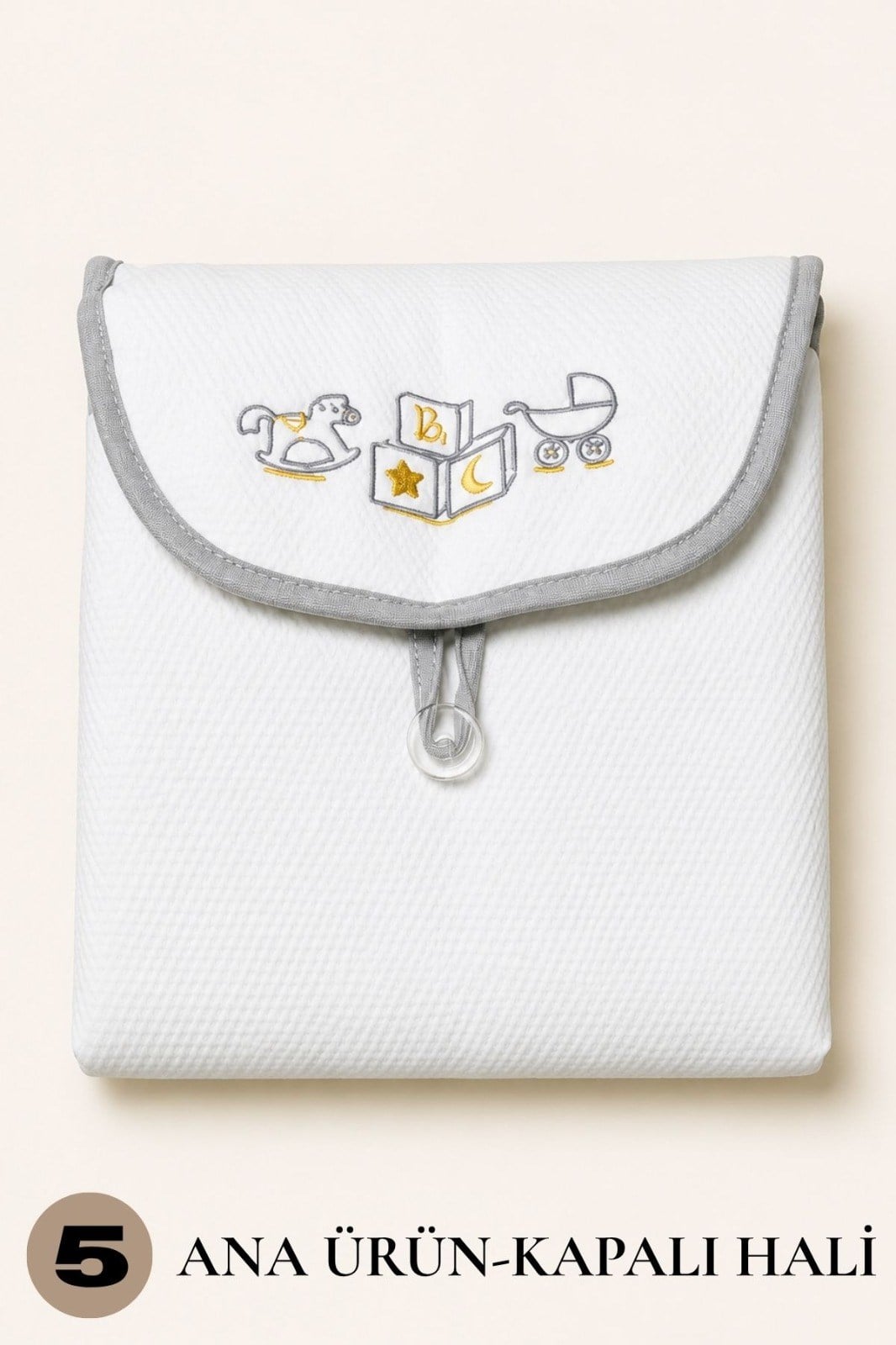 Babydola Seyahat Pratik Alt Açma Minderi Premium Kalite | Katlanabilir Bebek Alt Değiştirme Matı | Su Geçirmez | Cepli Taşınabilir Alt Açma Çantası 49x75 cm