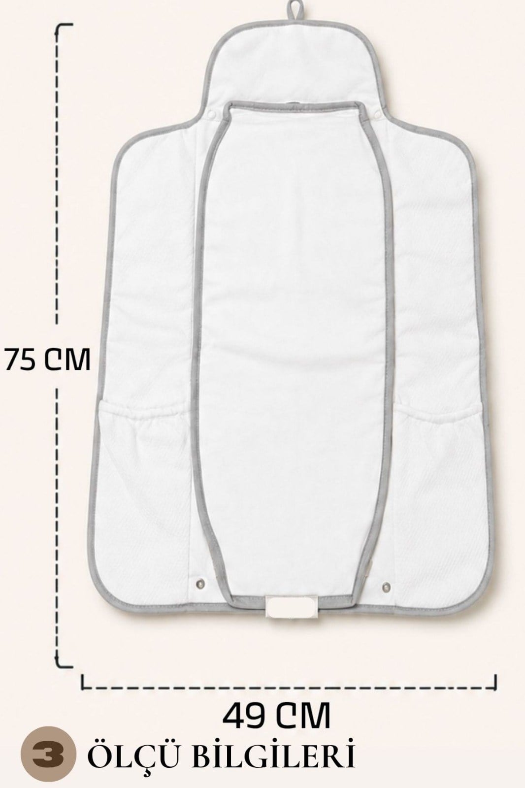 Babydola Seyahat Pratik Alt Açma Minderi Premium Kalite | Katlanabilir Bebek Alt Değiştirme Matı | Su Geçirmez | Cepli Taşınabilir Alt Açma Çantası 49x75 cm