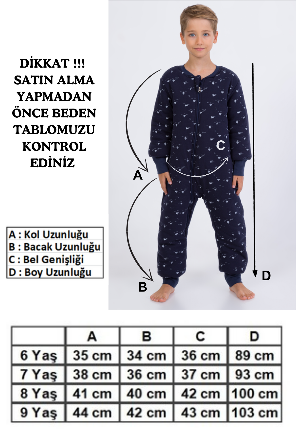 Erkek Çocuk Kalın Elyaf Dolgulu Premium Kalite 2.5 Tog Desenli Uyku Tulumu