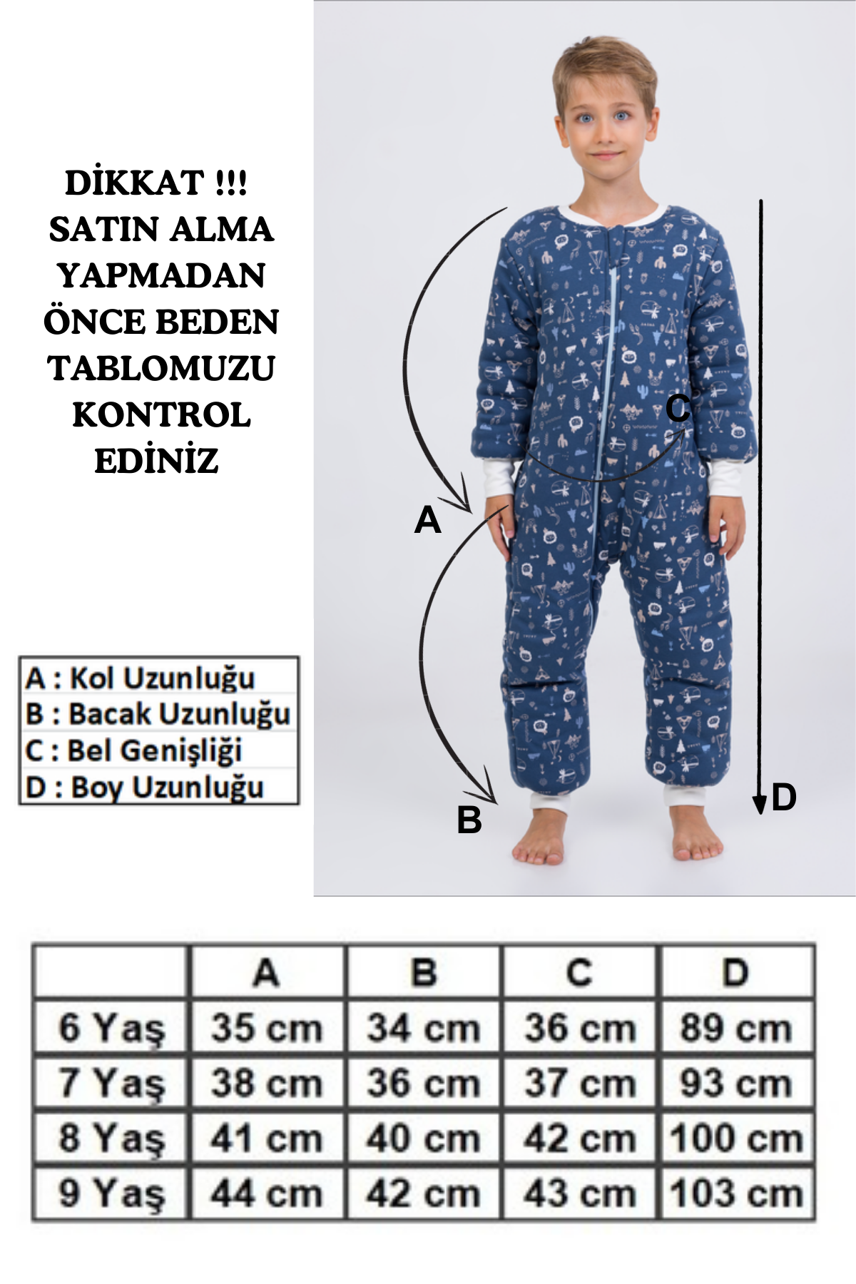 Erkek Çocuk Uyku Tulumu 6-9 Yaş Kalın Elyaf Dolgulu Premium Kalite 2.5 Tog 