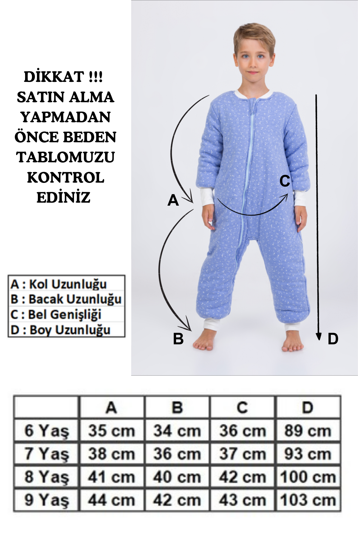 Erkek Çocuk Uyku Tulumu 6-9 Yaş Kalın Elyaf Dolgulu Premium Kalite 2.5 Tog 