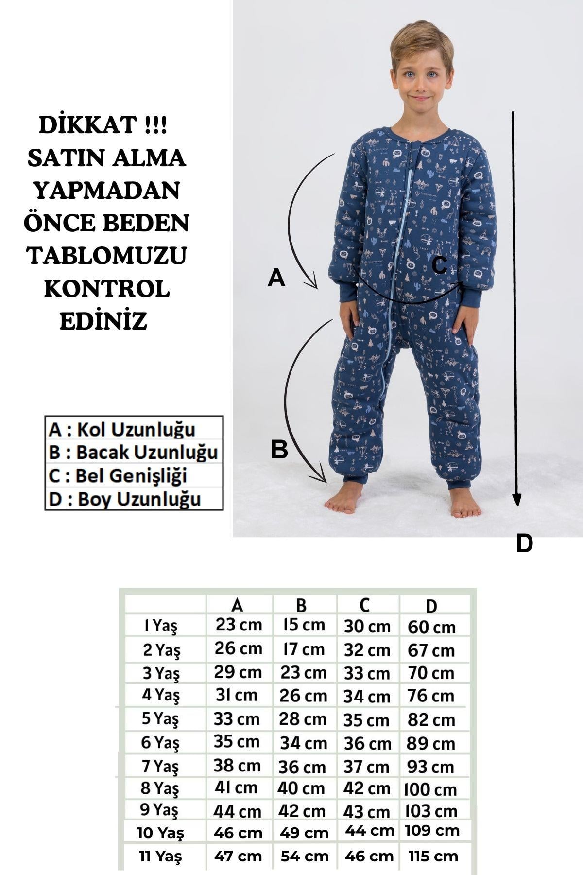 Erkek Çocuk Uyku Tulumu Kalın Elyaf Dolgulu Premium Kalite 2.5 Tog 