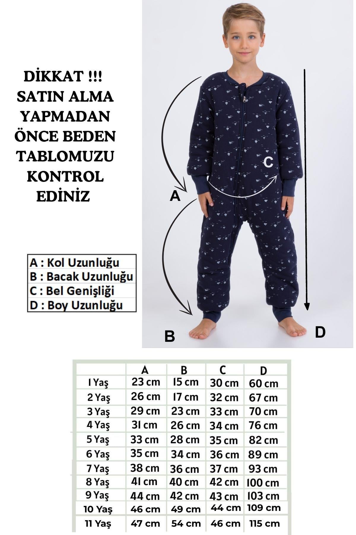 Erkek Çocuk Uyku Tulumu Kalın Elyaf Dolgulu Premium Kalite 2.5 Tog 