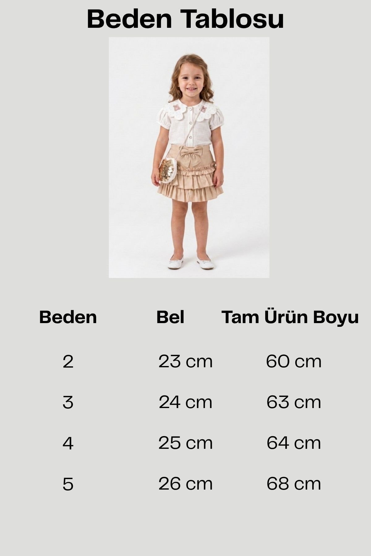 Kız Bebek Ayıcık Nakışlı Bebe Yaka Gömlek ve Etekli Çantalı 3'lü Takım