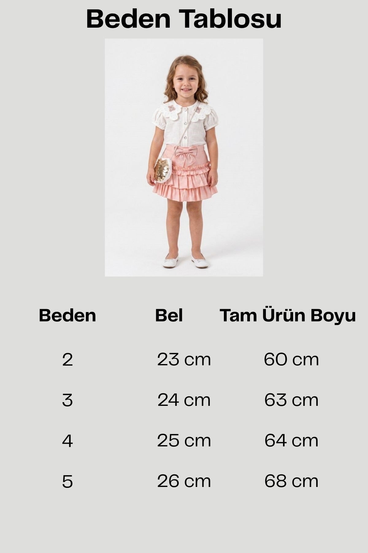 Kız Bebek Ayıcık Nakışlı Bebe Yaka Gömlek ve Etekli Çantalı 3'lü Takım
