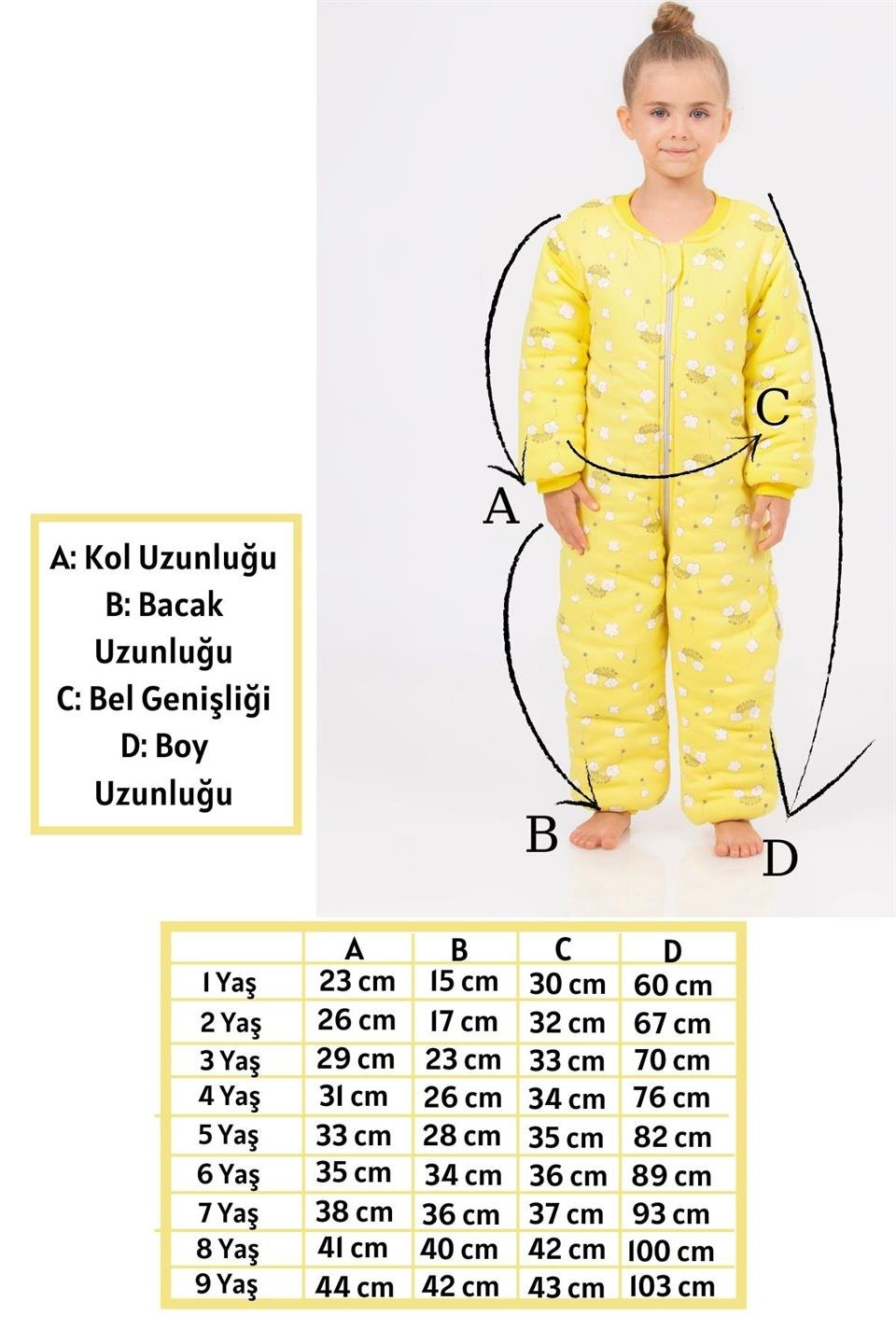 Kız Erkek Çocuk Kalın Elyaf Dolgulu Premium Kalite 2.5 Tog Desenli Uyku Tulumu