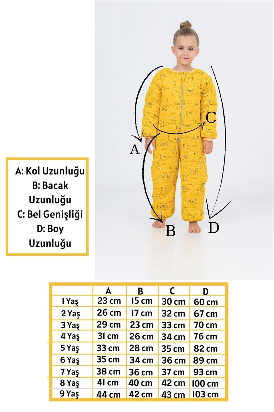 Kız Erkek Çocuk Kalın Elyaf Dolgulu Premium Kalite 2.5 Tog Desenli Uyku Tulumu