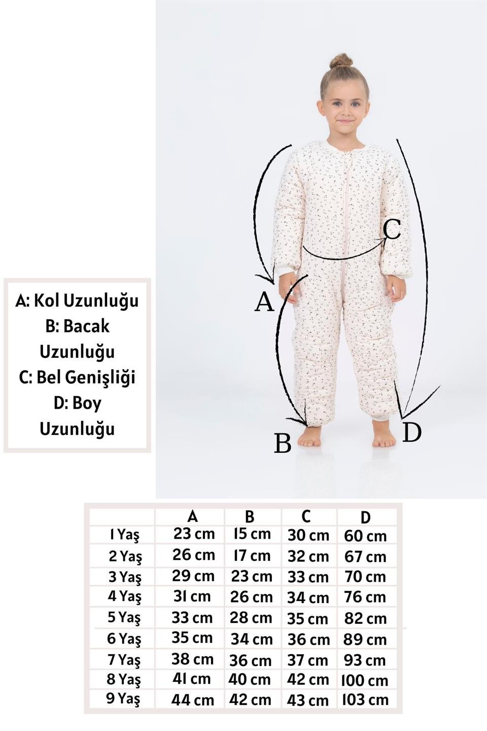Kız Erkek Çocuk Kalın Elyaf Dolgulu Premium Kalite 2.5 Tog Desenli Uyku Tulumu