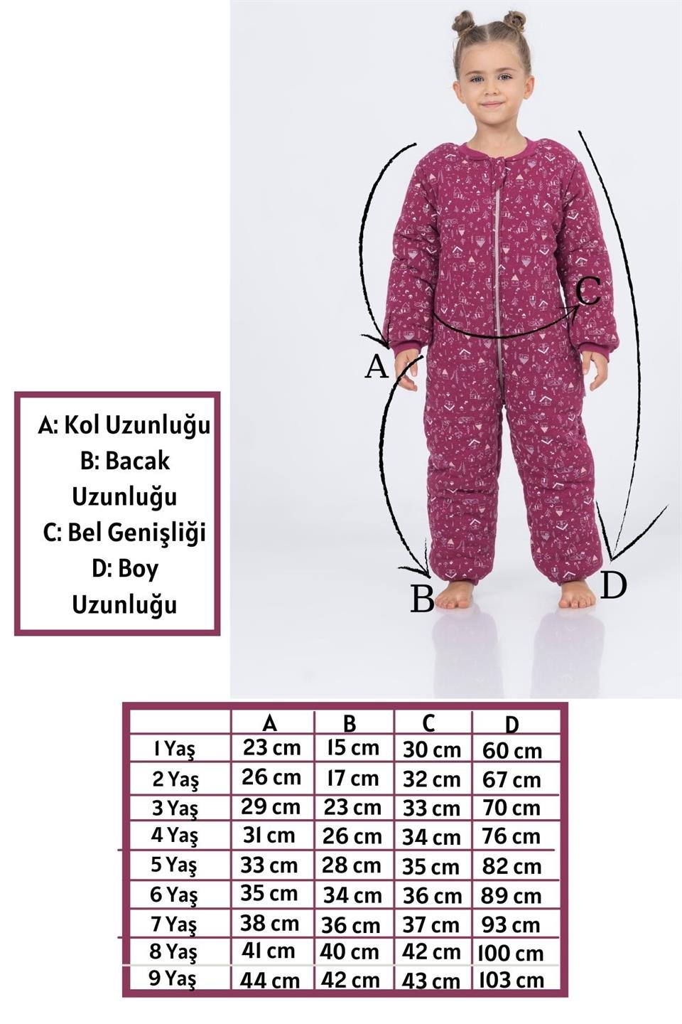 Kız Erkek Çocuk Kalın Elyaf Dolgulu Premium Kalite 2.5 Tog Desenli Uyku Tulumu