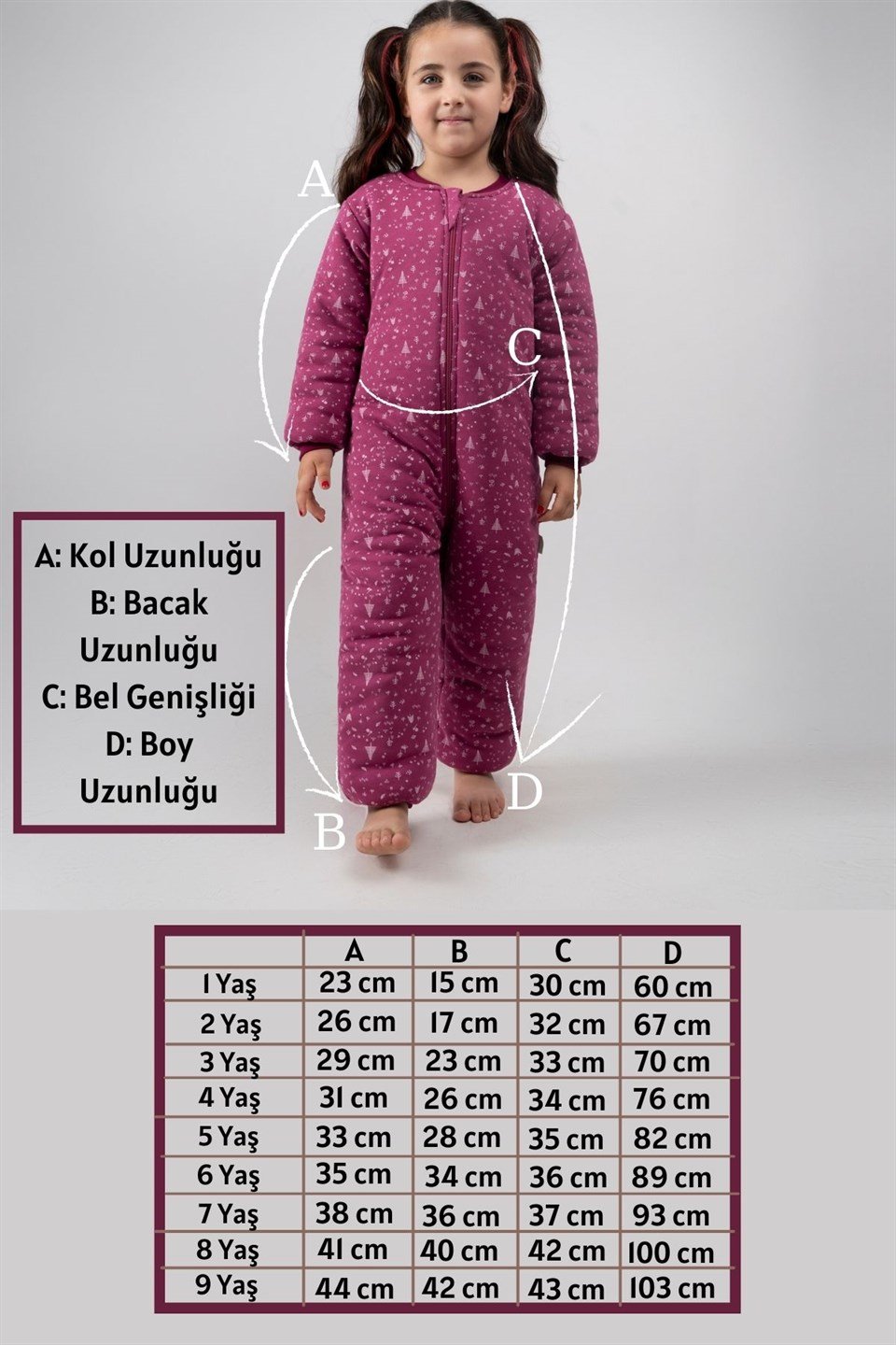 Kız Erkek Çocuk Kalın Elyaf Dolgulu Premium Kalite 2.5 Tog Desenli Uyku Tulumu