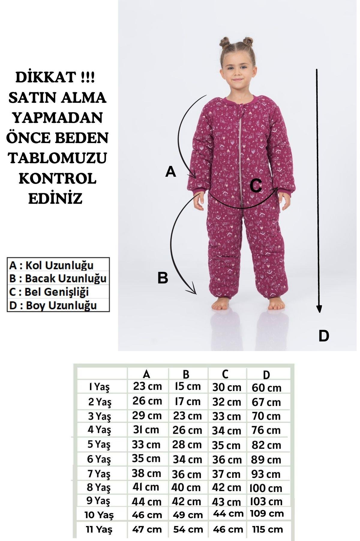 Kız Erkek Çocuk Kalın Elyaf Dolgulu Premium Kalite 2.5 Tog Desenli Uyku Tulumu