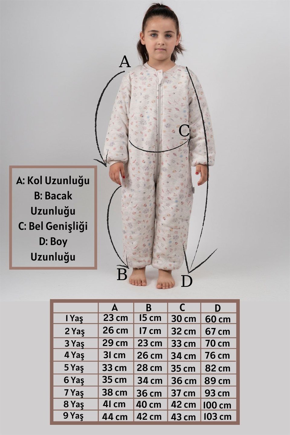 Kız Erkek Çocuk Kalın Elyaf Dolgulu Premium Kalite 2.5 Tog Desenli Uyku Tulumu