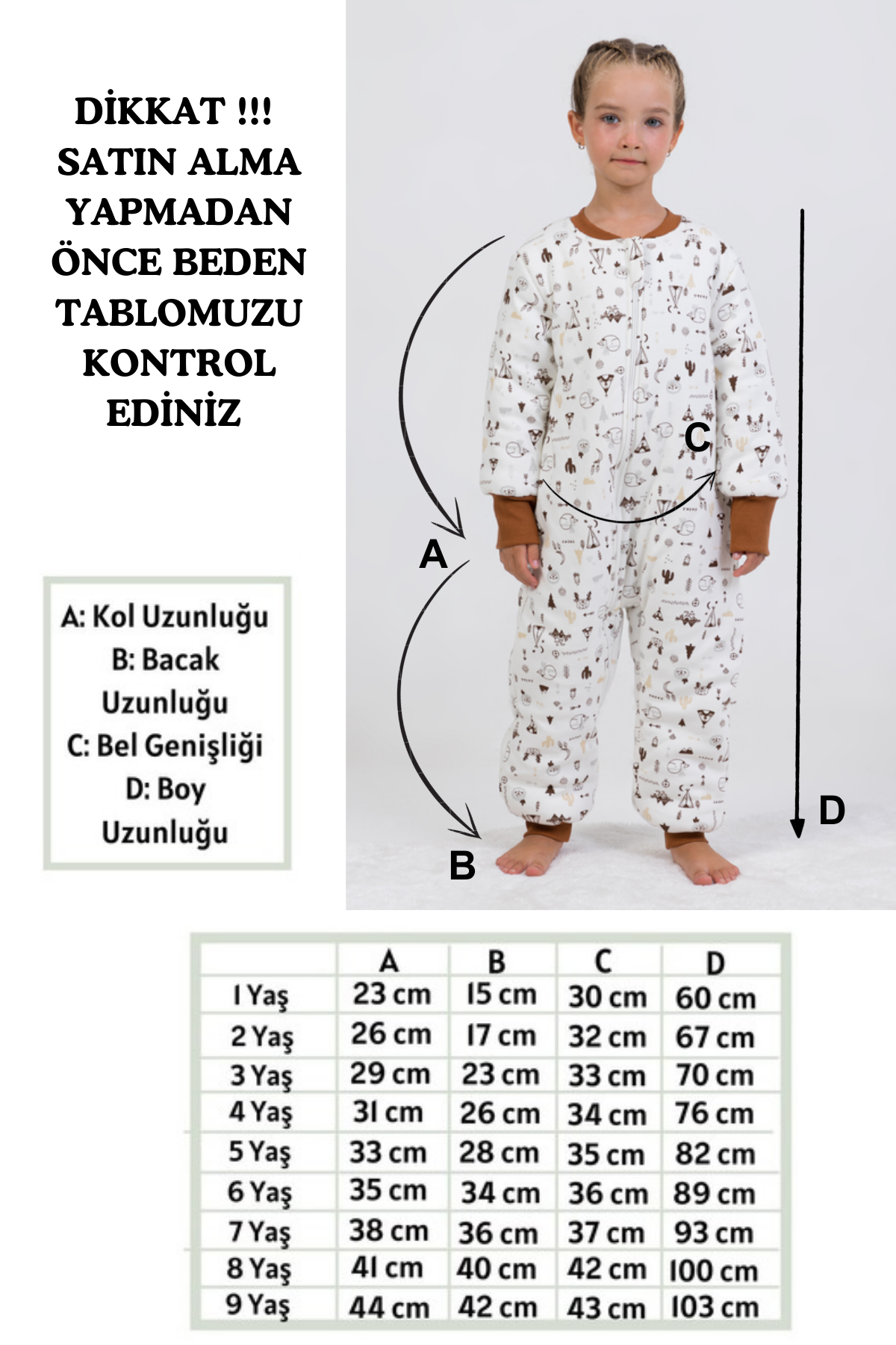 Kız Erkek Çocuk Kalın Elyaf Dolgulu Premium Kalite 2.5 Tog Desenli Uyku Tulumu