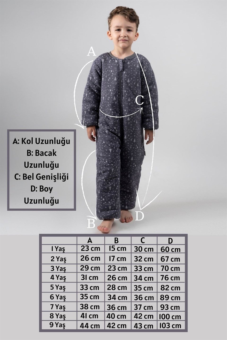 Kız Erkek Çocuk Kalın Elyaf Dolgulu Premium Kalite 2.5 Tog Desenli Uyku Tulumu