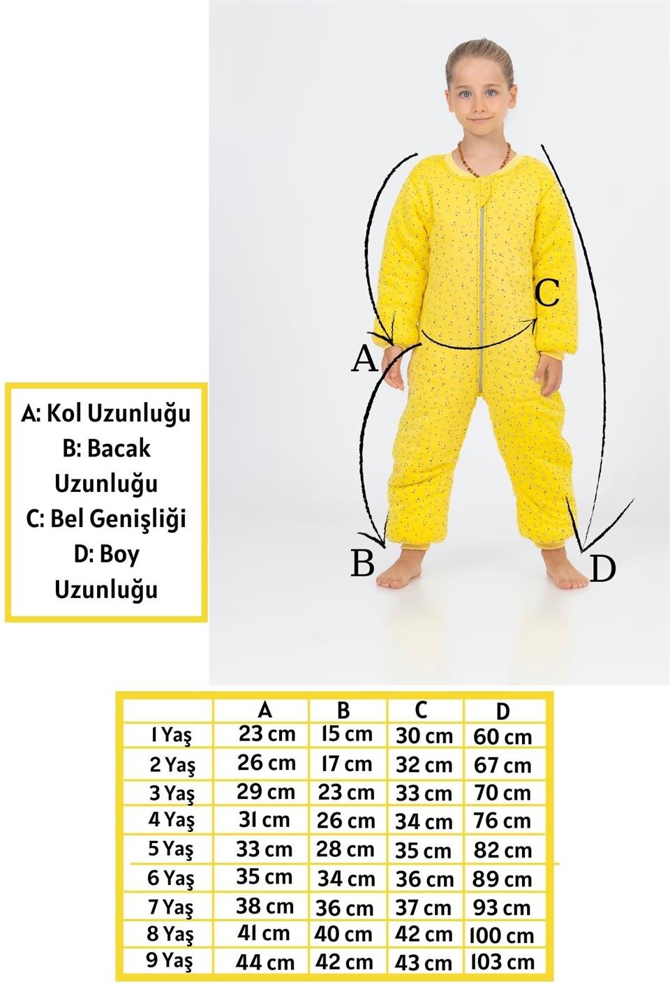 Kız Erkek Çocuk Kalın Elyaf Dolgulu Premium Kalite 2.5 Tog Desenli Uyku Tulumu