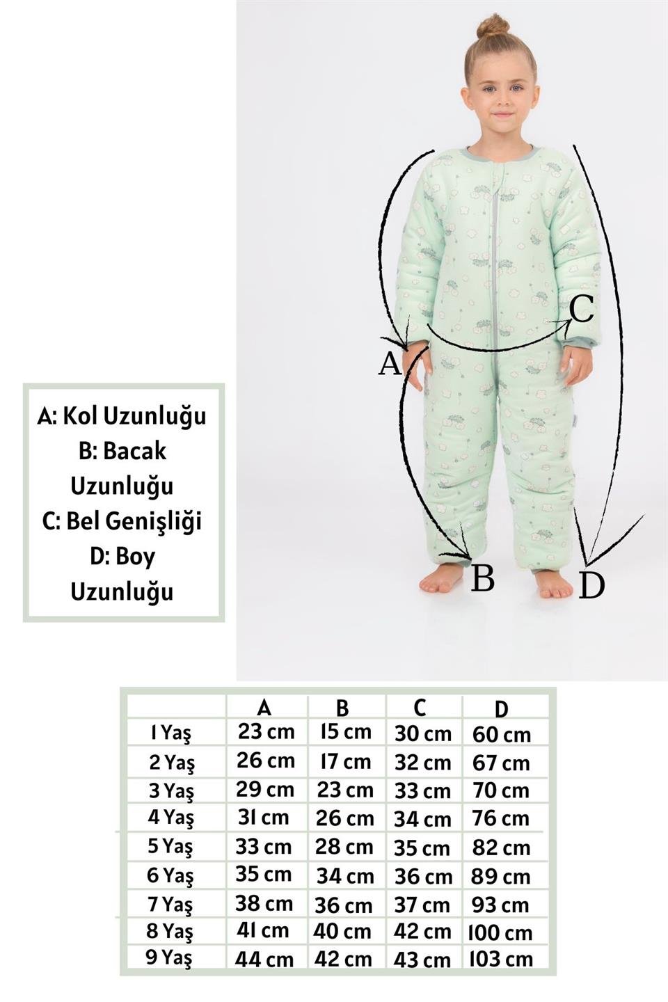 Kız Erkek Çocuk Kalın Elyaf Dolgulu Premium Kalite 2.5 Tog Desenli Uyku Tulumu