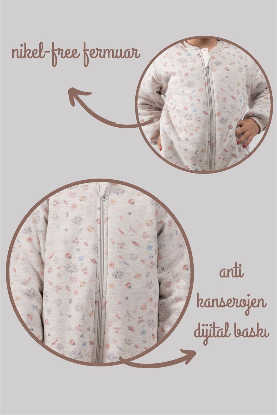 Kız Erkek Çocuk Kalın Elyaf Dolgulu Premium Kalite 2.5 Tog Desenli Uyku Tulumu