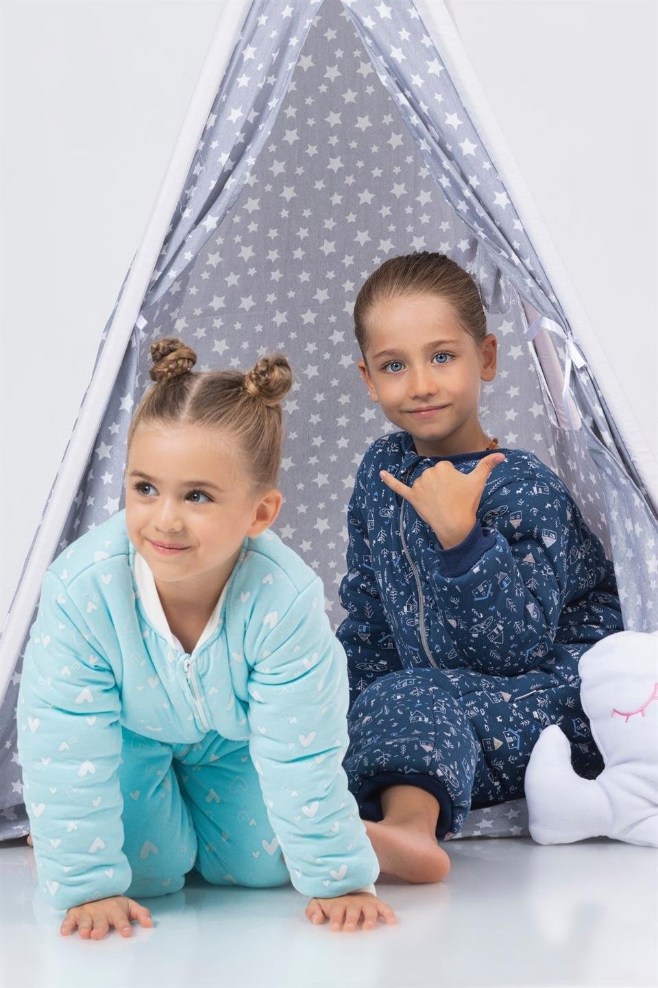 Kız Erkek Çocuk Kalın Elyaf Dolgulu Premium Kalite 2.5 Tog Desenli Uyku Tulumu