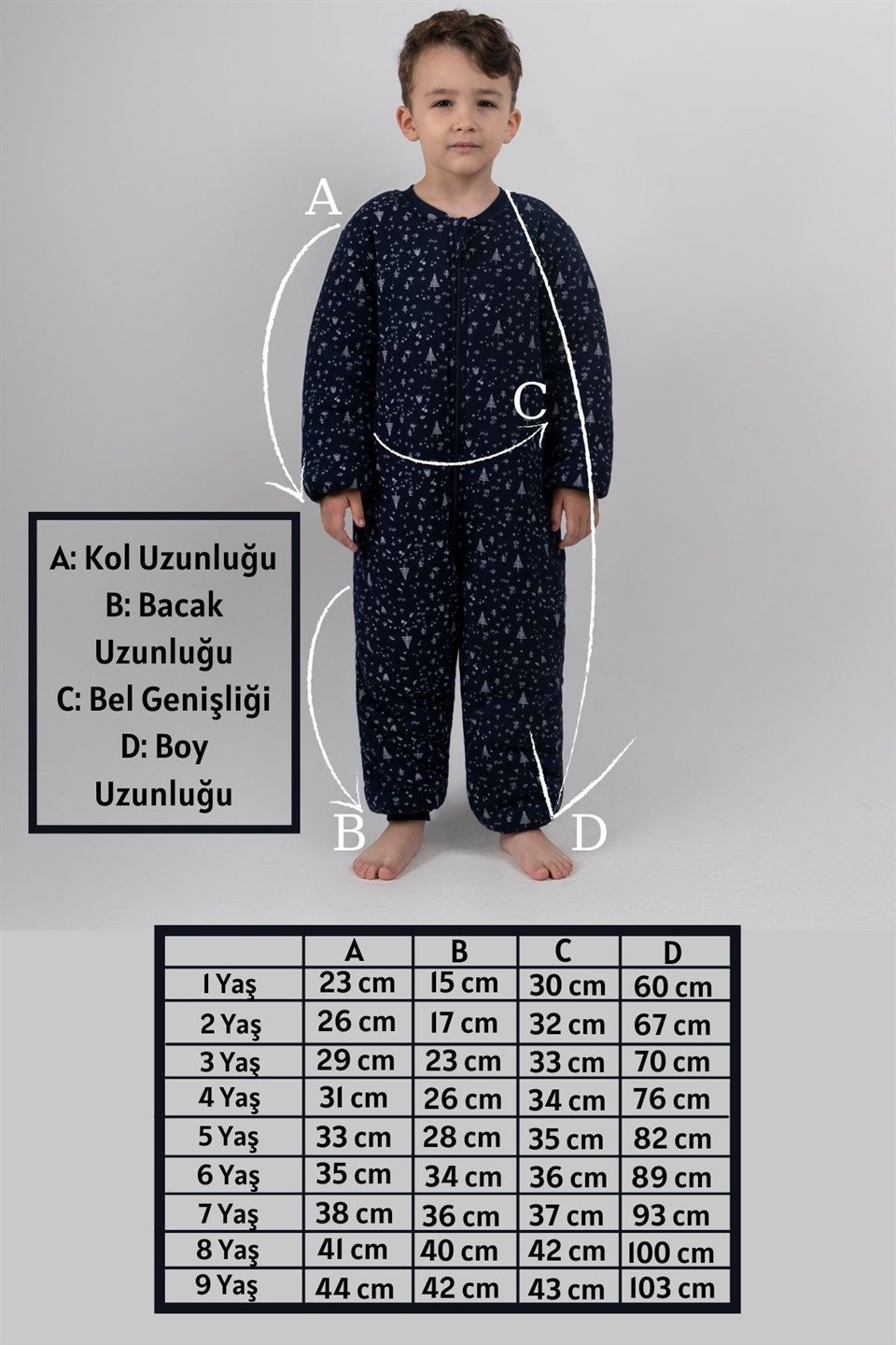 Kız Erkek Çocuk Kalın Elyaf Dolgulu Premium Kalite 2.5 Tog Desenli Uyku Tulumu