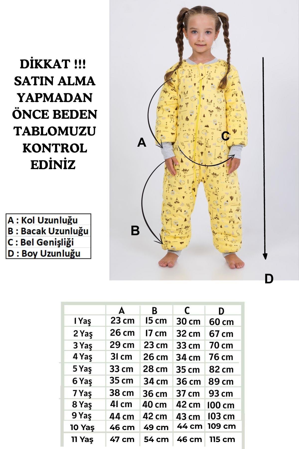 Kız Erkek Çocuk Kalın Elyaf Dolgulu Premium Kalite 2.5 Tog Desenli Uyku Tulumu