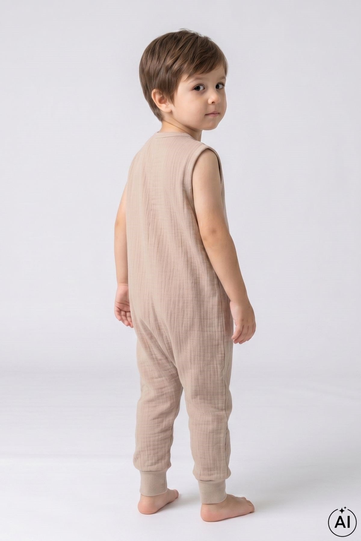 Müslin Erkek Çocuk Uyku Tulumu 2 Katlı 0.5 Tog  - %100 Pamuk Nefes Alabilen Kumaş 3-11 Yaş