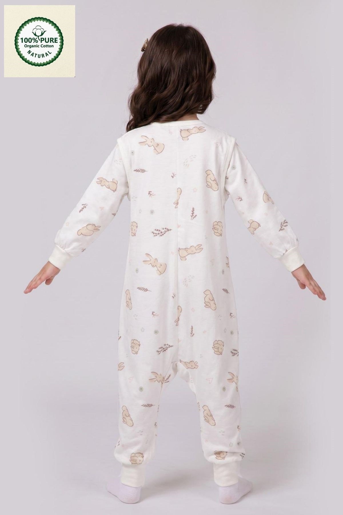 Pazen Çıtçıtlı Çıkarılabilir Kollu Bebek Çocuk Uyku Tulumu 1.0 Tog %100 Pamuk Natural 
