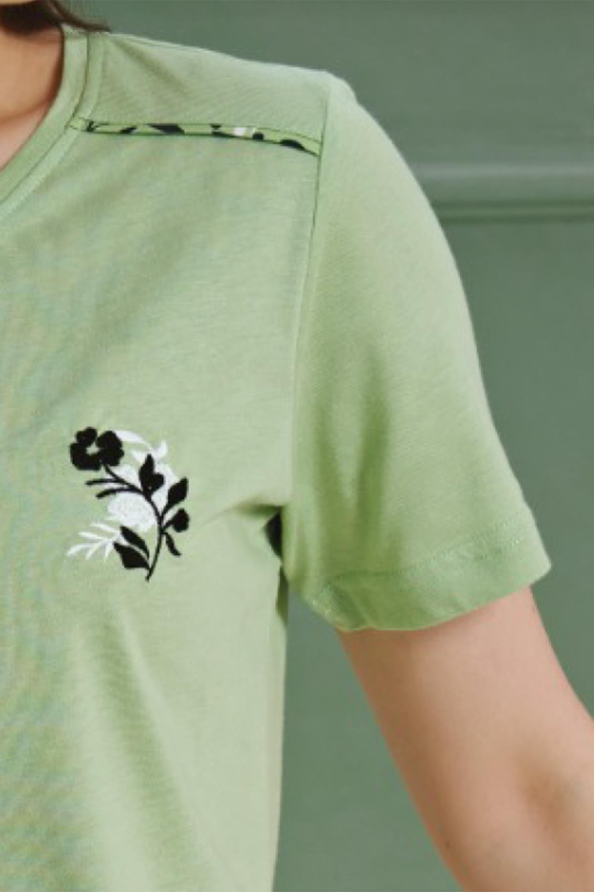 BSM 000202 BYN K.KOL PİJAMA - Fıstık Yeşili