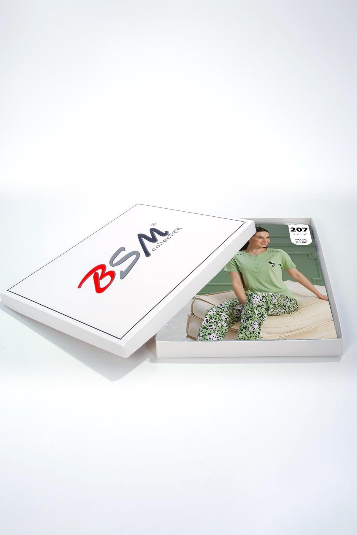 BSM 000202 BYN K.KOL PİJAMA - Fıstık Yeşili